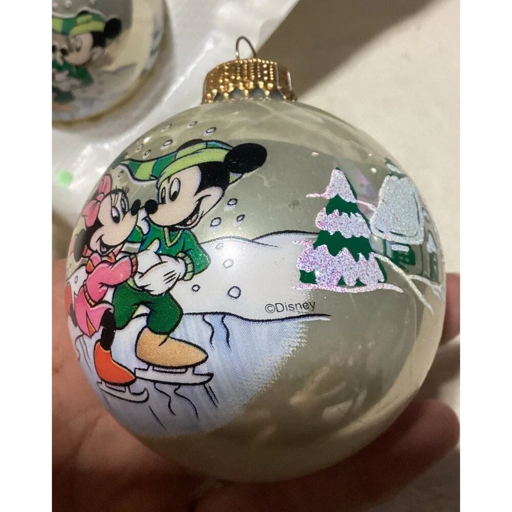 Krebs Disney Glass Ball Christmas Ornaments Mickey Mouse Minnie Boxed Set USA